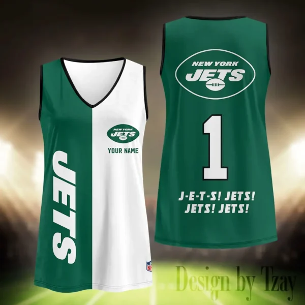 New York Jets Summer Casual Women's Tank Vest Sleeveless SPTVNECKWVTS423 - Image 2
