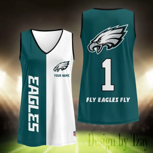 Philadelphia Eagles Summer Casual Women's Tank Vest Sleeveless SPTVNECKWVTS424 - Image 2