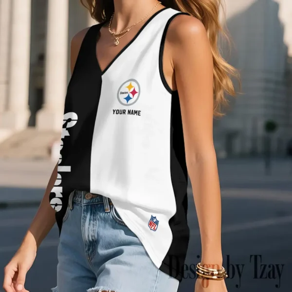 Pittsburgh Steelers Summer Casual Women's Tank Vest Sleeveless SPTVNECKWVTS425