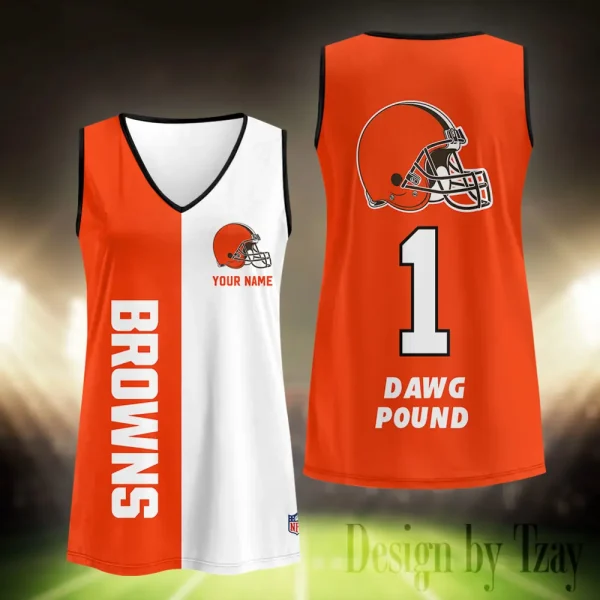 Cleveland Browns Summer Casual Women's Tank Vest Sleeveless SPTVNECKWVTS433