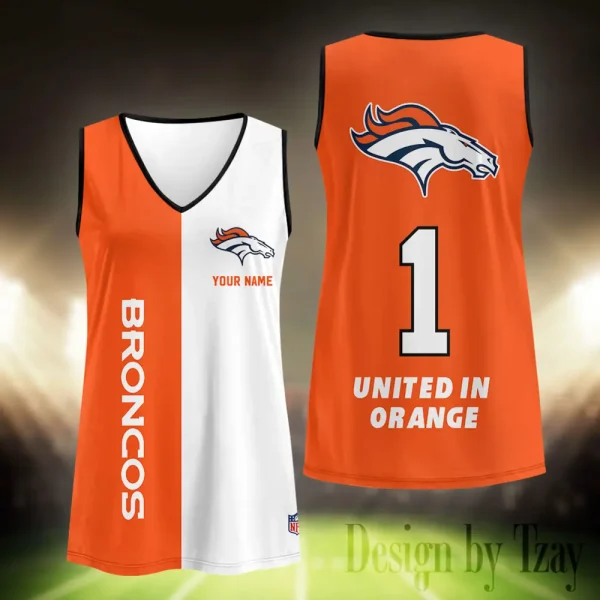 Denver Broncos Summer Casual Women's Tank Vest Sleeveless SPTVNECKWVTS434