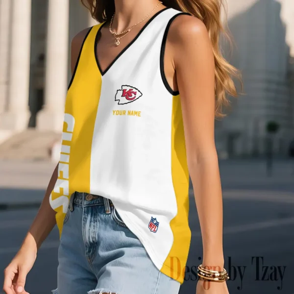 Kansas City Chiefs Summer Casual Women's Tank Vest Sleeveless SPTVNECKWVTS438