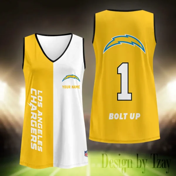 Los Angeles Chargers Summer Casual Women's Tank Vest Sleeveless SPTVNECKWVTS439 - Image 2