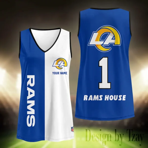 Los Angeles Rams Summer Casual Women's Tank Vest Sleeveless SPTVNECKWVTS440 - Image 2