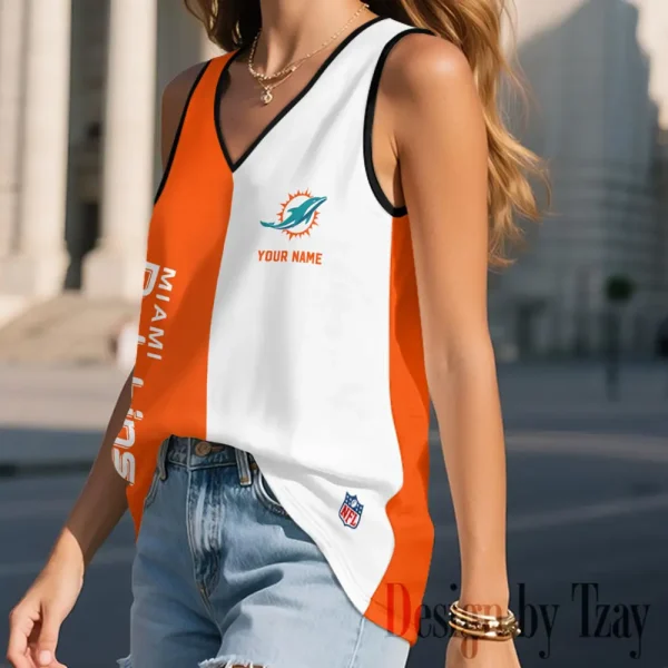 Miami Dolphins Summer Casual Women's Tank Vest Sleeveless SPTVNECKWVTS441