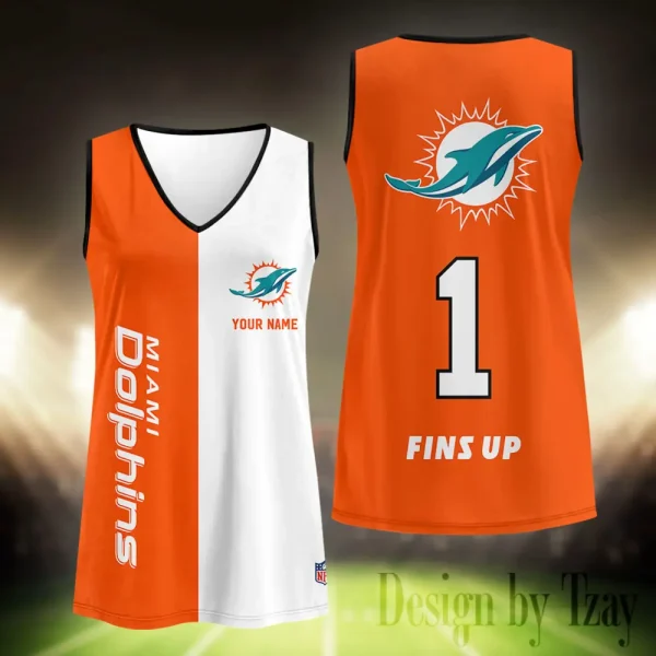 Miami Dolphins Summer Casual Women's Tank Vest Sleeveless SPTVNECKWVTS441 - Image 2