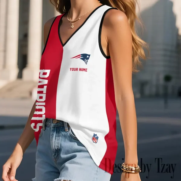 New England Patriots Summer Casual Women's Tank Vest Sleeveless SPTVNECKWVTS443