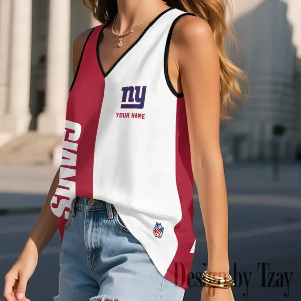 New York Giants Summer Casual Women's Tank Vest Sleeveless SPTVNECKWVTS445