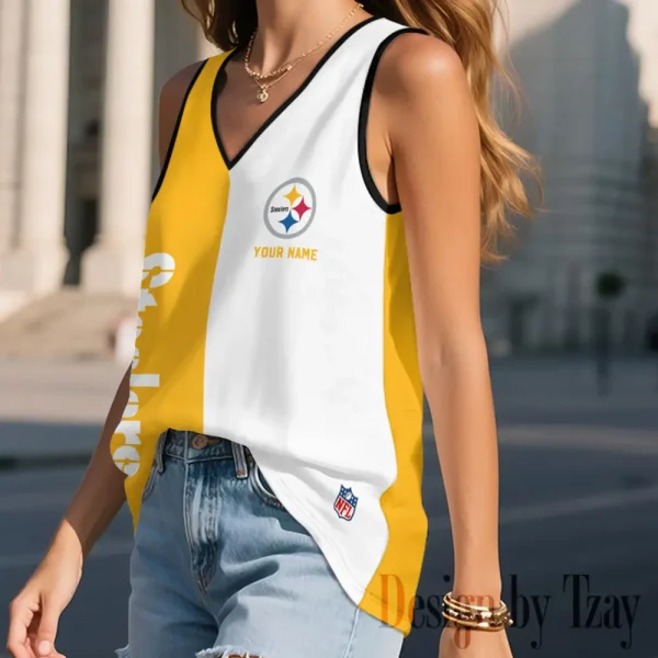 Pittsburgh Steelers Summer Casual Women's Tank Vest Sleeveless SPTVNECKWVTS446