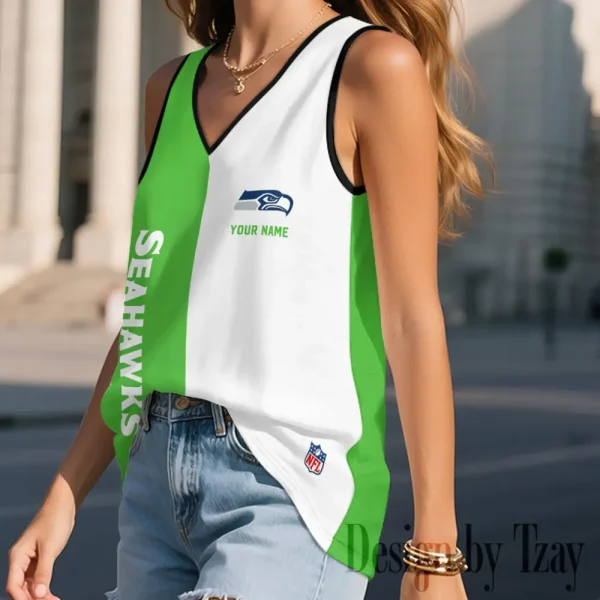 Seattle Seahawks Summer Casual Women's Tank Vest Sleeveless SPTVNECKWVTS448