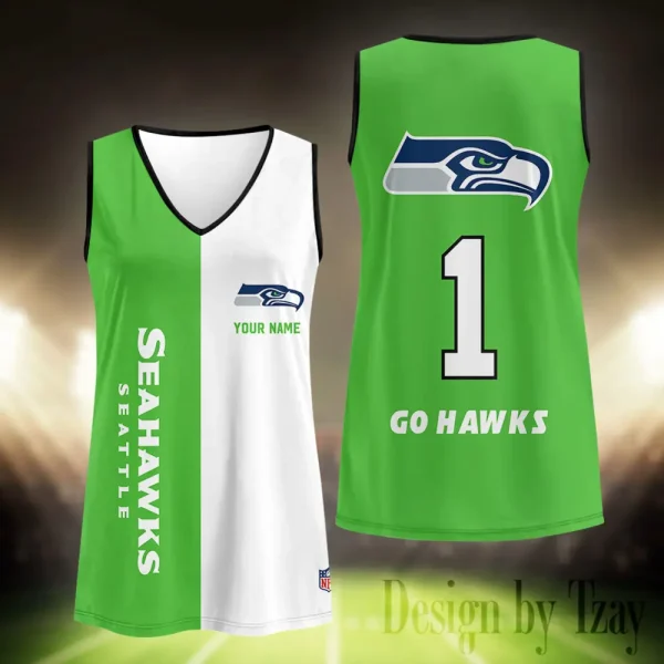 Seattle Seahawks Summer Casual Women's Tank Vest Sleeveless SPTVNECKWVTS448 - Image 2