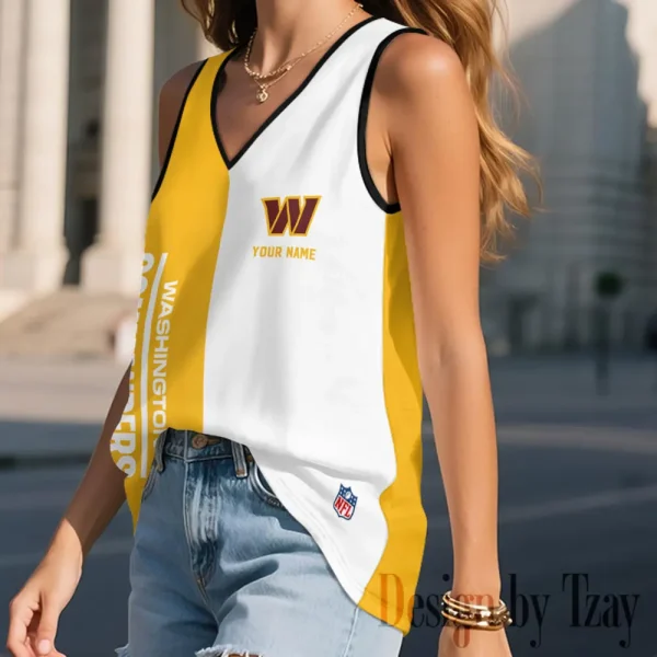 Washington Commanders Summer Casual Women's Tank Vest Sleeveless SPTVNECKWVTS451