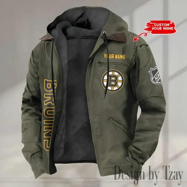 Boston Bruins Men's Casual Padded Jacket Hooded Trending 2025 SPTPJH098