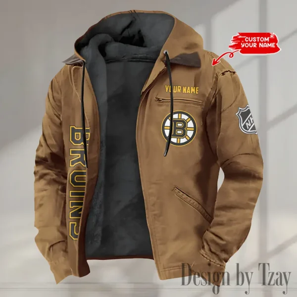 Boston Bruins Men's Casual Padded Jacket Hooded Trending 2025 SPTPJH098 - Image 3