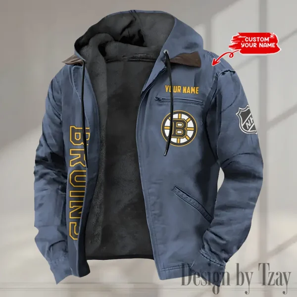 Boston Bruins Men's Casual Padded Jacket Hooded Trending 2025 SPTPJH098 - Image 4