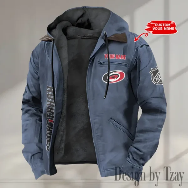 Carolina Hurricanes Men's Casual Padded Jacket Hooded Trending 2025 SPTPJH101 - Image 2