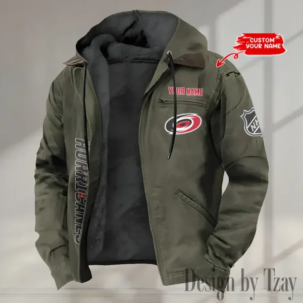 Carolina Hurricanes Men's Casual Padded Jacket Hooded Trending 2025 SPTPJH101 - Image 4