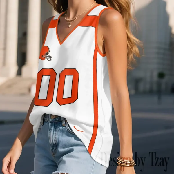 Cleveland Browns Summer Casual Women's Tank Vest Sleeveless SPTVNECKWVTS459