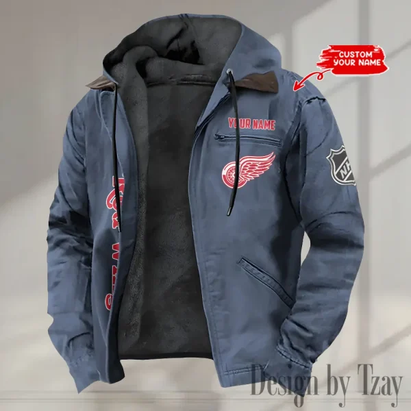Detroit Red Wings  Men's Casual Padded Jacket Hooded Trending 2025 SPTPJH106