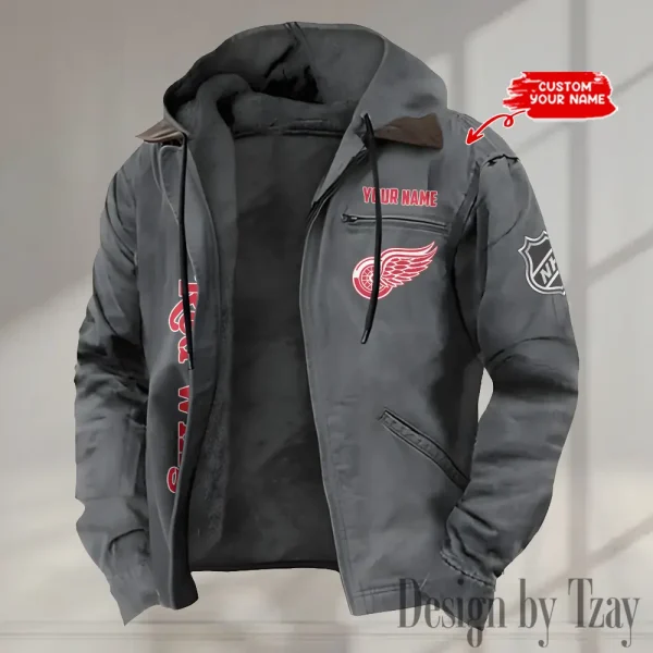 Detroit Red Wings  Men's Casual Padded Jacket Hooded Trending 2025 SPTPJH106 - Image 3