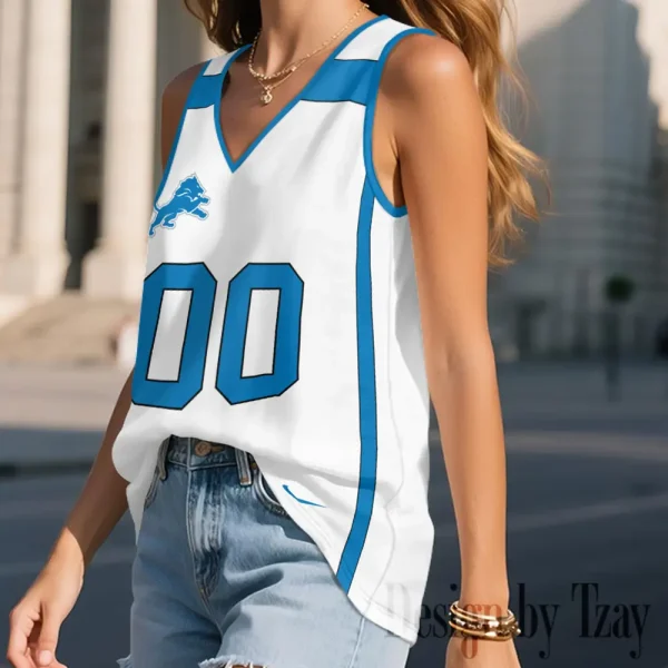 Detroit Lions Summer Casual Women's Tank Vest Sleeveless SPTVNECKWVTS462