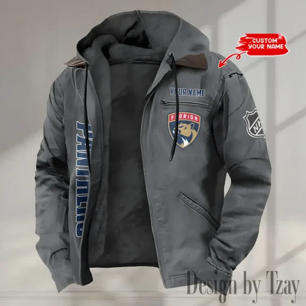 Florida Panthers Men's Casual Padded Jacket Hooded Trending 2025 SPTPJH107 - Image 3