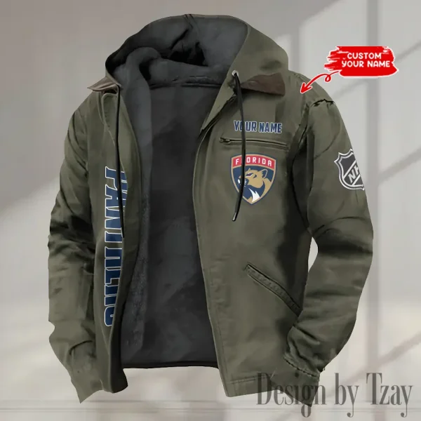 Florida Panthers Men's Casual Padded Jacket Hooded Trending 2025 SPTPJH107 - Image 4