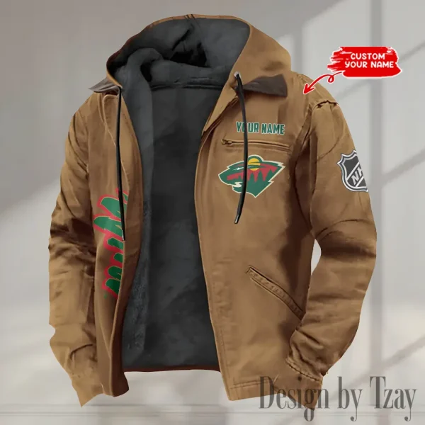 Minnesota Wild Men's Casual Padded Jacket Hooded Trending 2025 SPTPJH108