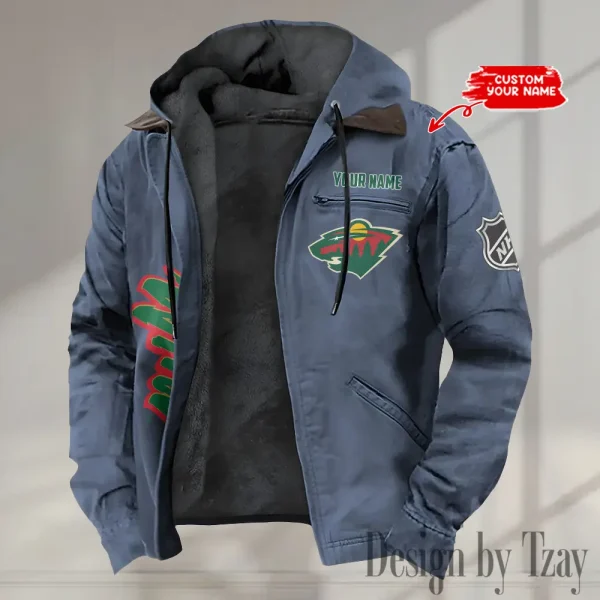 Minnesota Wild Men's Casual Padded Jacket Hooded Trending 2025 SPTPJH108 - Image 4
