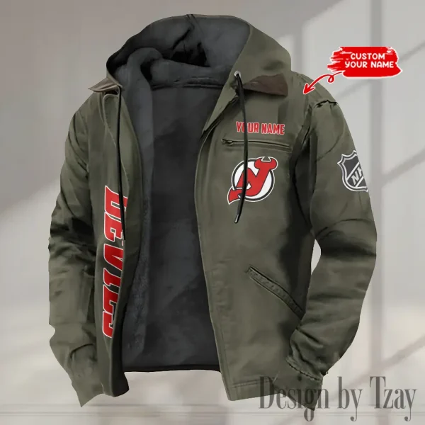New Jersey Devils Men's Casual Padded Jacket Hooded Trending 2025 SPTPJH112 - Image 3