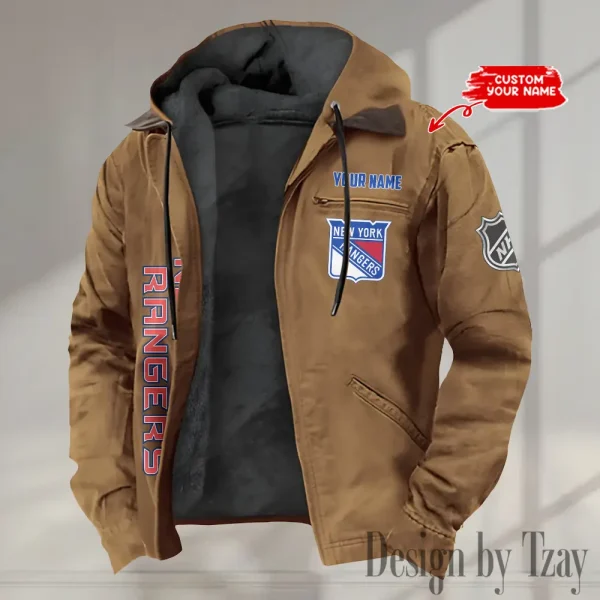 New York Rangers Men's Casual Padded Jacket Hooded Trending 2025 SPTPJH114