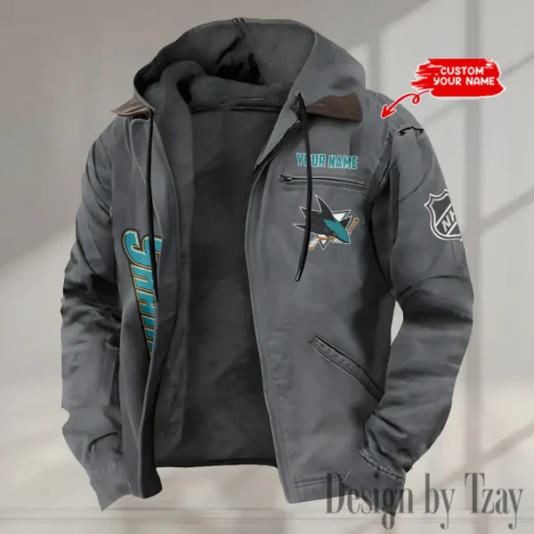 San Jose Sharks Men's Casual Padded Jacket Hooded Trending 2025 SPTPJH118 - Image 3