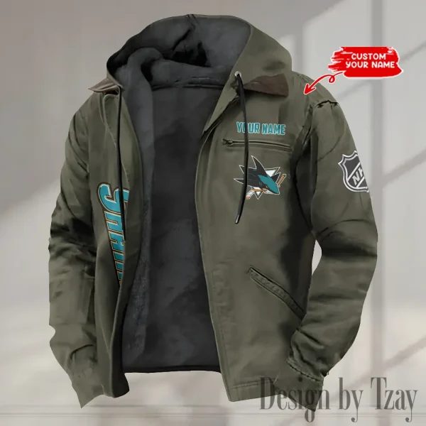 San Jose Sharks Men's Casual Padded Jacket Hooded Trending 2025 SPTPJH118 - Image 4