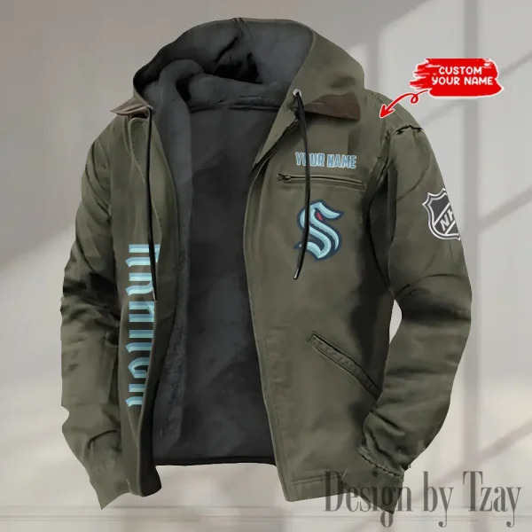 Seattle Kraken Men's Casual Padded Jacket Hooded Trending 2025 SPTPJH119