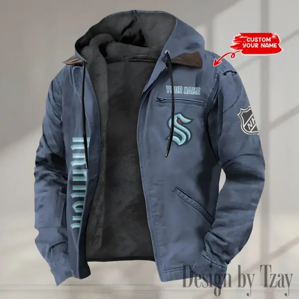 Seattle Kraken Men's Casual Padded Jacket Hooded Trending 2025 SPTPJH119 - Image 4