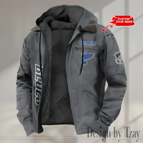 St. Louis Blues Men's Casual Padded Jacket Hooded Trending 2025 SPTPJH120 - Image 3
