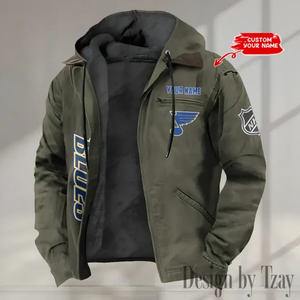 St. Louis Blues Men's Casual Padded Jacket Hooded Trending 2025 SPTPJH120 - Image 4