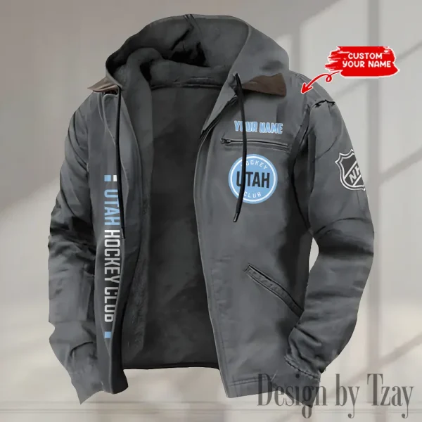 Utah Hockey Club Men's Casual Padded Jacket Hooded Trending 2025 SPTPJH123 - Image 2
