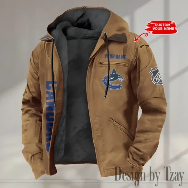 Vancouver Canucks Men's Casual Padded Jacket Hooded Trending 2025 SPTPJH124