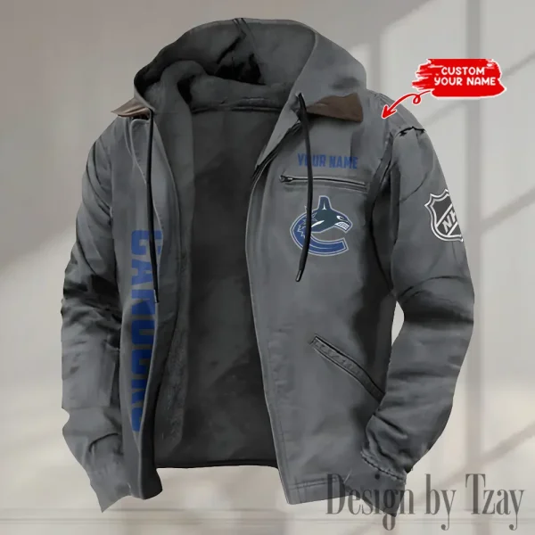 Vancouver Canucks Men's Casual Padded Jacket Hooded Trending 2025 SPTPJH124 - Image 2
