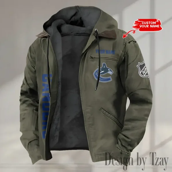 Vancouver Canucks Men's Casual Padded Jacket Hooded Trending 2025 SPTPJH124 - Image 3