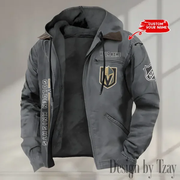 Vegas Golden Knights Men's Casual Padded Jacket Hooded Trending 2025 SPTPJH125 - Image 3