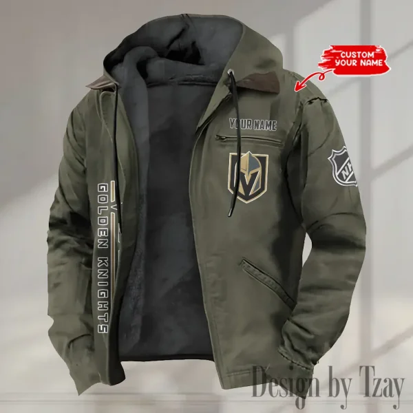 Vegas Golden Knights Men's Casual Padded Jacket Hooded Trending 2025 SPTPJH125 - Image 4
