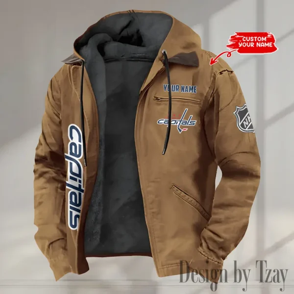 Washington Capitals Men's Casual Padded Jacket Hooded Trending 2025 SPTPJH126