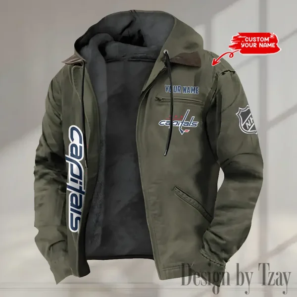 Washington Capitals Men's Casual Padded Jacket Hooded Trending 2025 SPTPJH126 - Image 3
