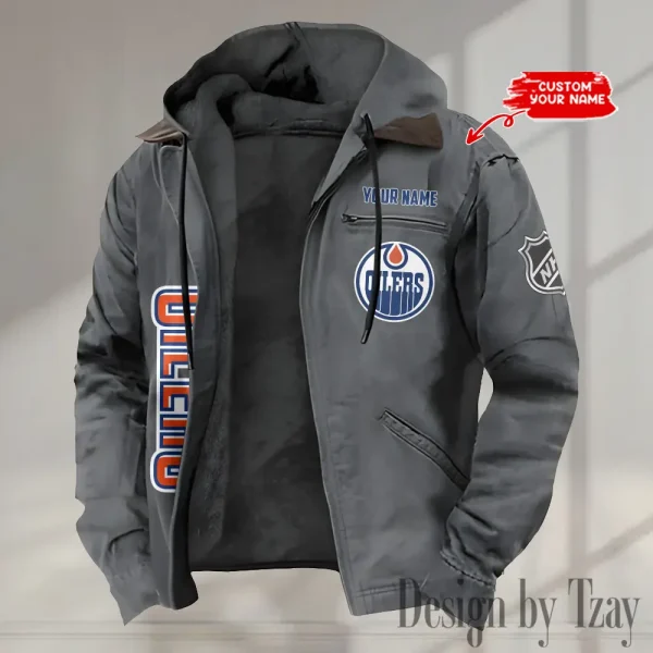 Edmonton Oilers Men's Casual Padded Jacket Hooded Trending 2025 SPTPJH128