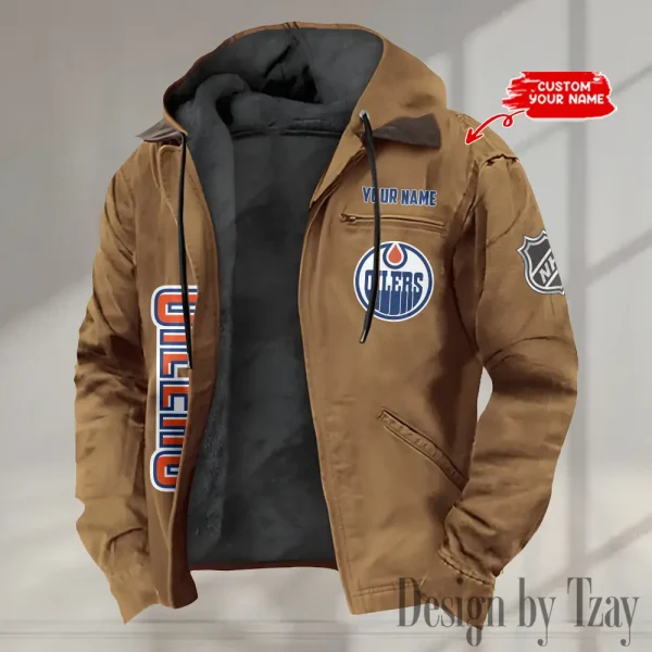 Edmonton Oilers Men's Casual Padded Jacket Hooded Trending 2025 SPTPJH128 - Image 2
