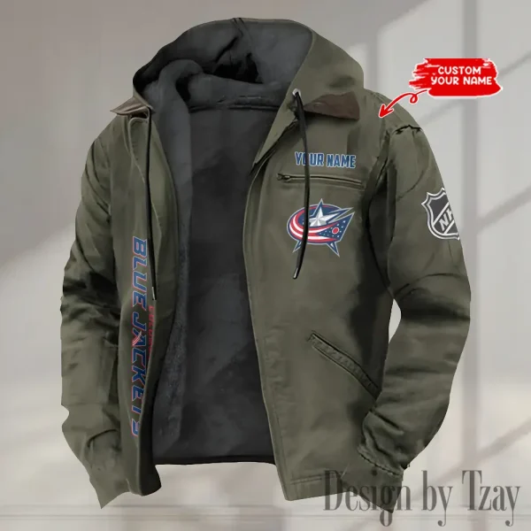 Columbus Blue Jackets Men's Casual Padded Jacket Hooded Trending 2025 SPTPJH104 - Image 2