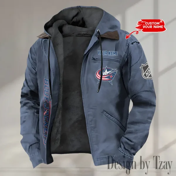 Columbus Blue Jackets Men's Casual Padded Jacket Hooded Trending 2025 SPTPJH104 - Image 4