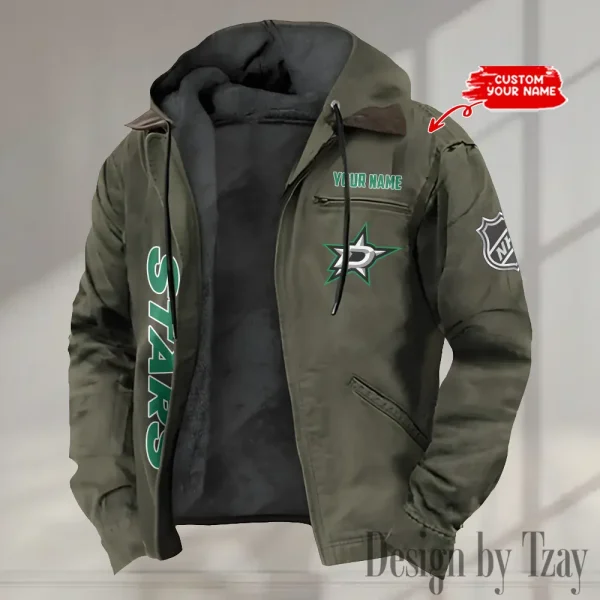 Dallas Stars Men's Casual Padded Jacket Hooded Trending 2025 SPTPJH105 - Image 4